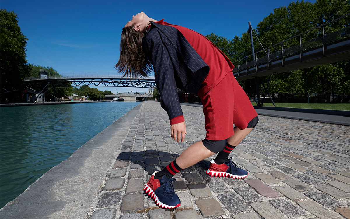 Loubishark Suede Sneakers in Red - Christian Louboutin