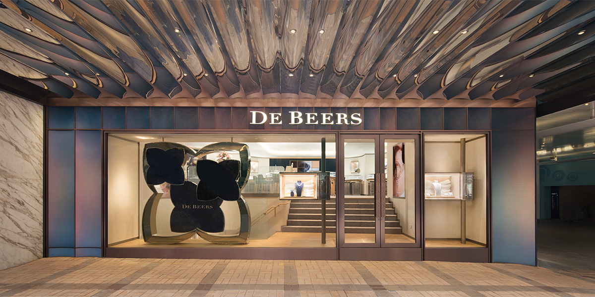 The exterior of De Beers luxury jewellery shop in Old Bond Street