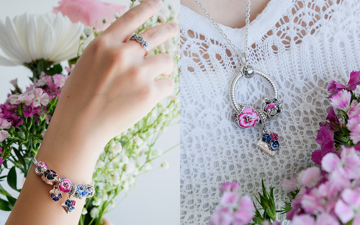 Pink Pansy Flower Charm | Sterling silver | Pandora US