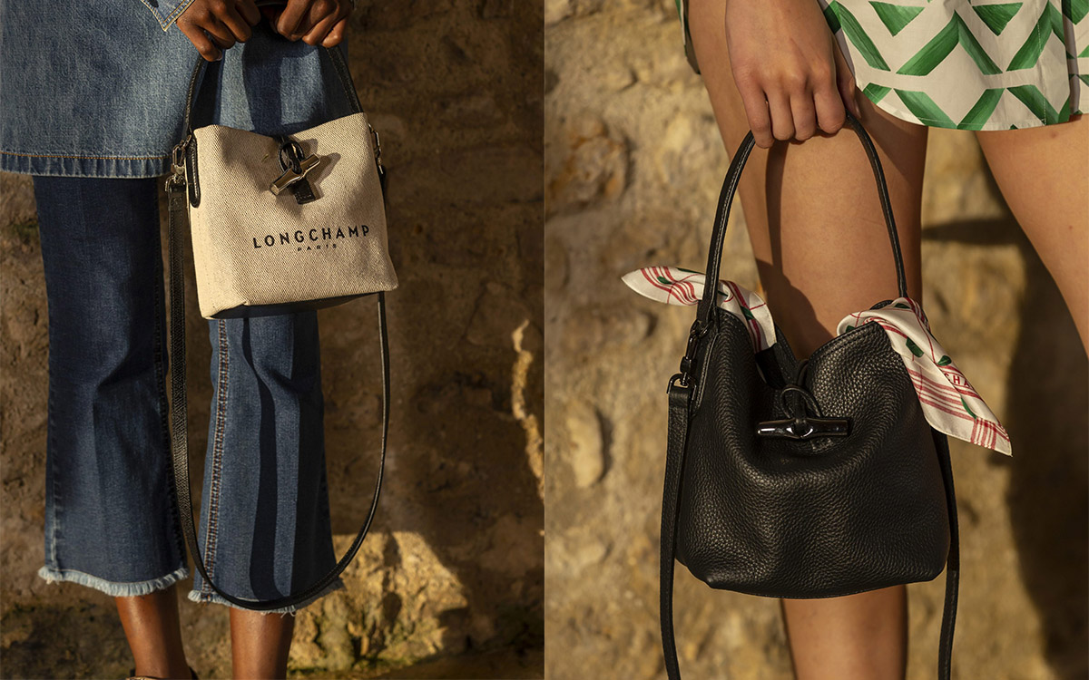 Longchamp Women's Le Pliage Cuir de Russie Leather Bucket Bag - Black